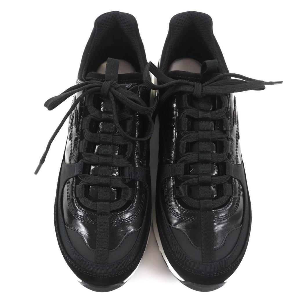 Pristine CHANEL Low cut sneakers COCO Mark black leather Women 37 G46609 Used