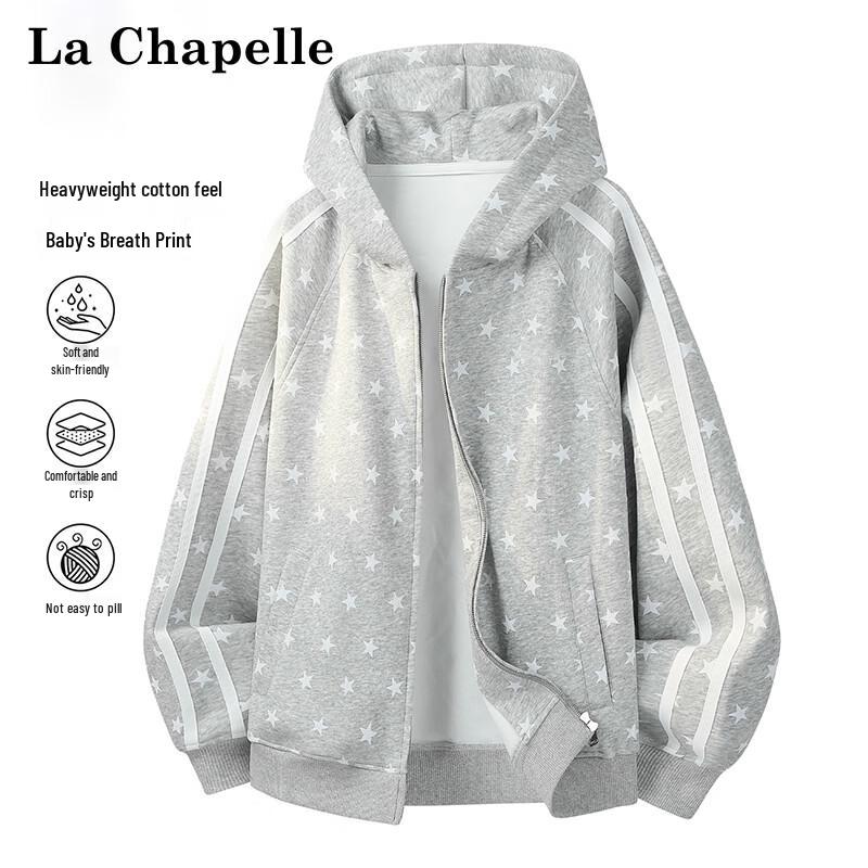 La Chapelle Women's Star-Print Hooded Zip-Up Casual Jacket