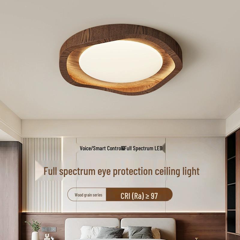 

Wabi-Sabi Modern Walnut Ceiling Light - Minimalist Mid-Century Style, Dimmable for Bedroom 40cm Walnut - Tricolor Light