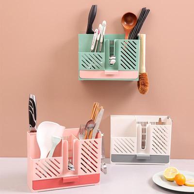 Wall-Mounted Chopstick Holder Draining Chopstick Cage Kitchen Utensil Organizer Cutlery Storage