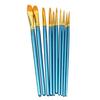 10x Round Pointed/Flat Tip Nylon Hair Acrylic Watercolor Artist Paint Brush Set