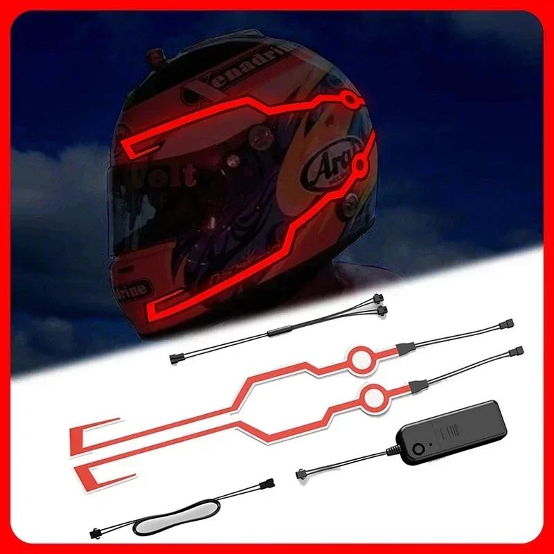 Motorcycle Helmet LED Warning Lights Night Riding Helmet Motor Cold Light Strip EL Waterproof Sticker Motorcycle Accessories