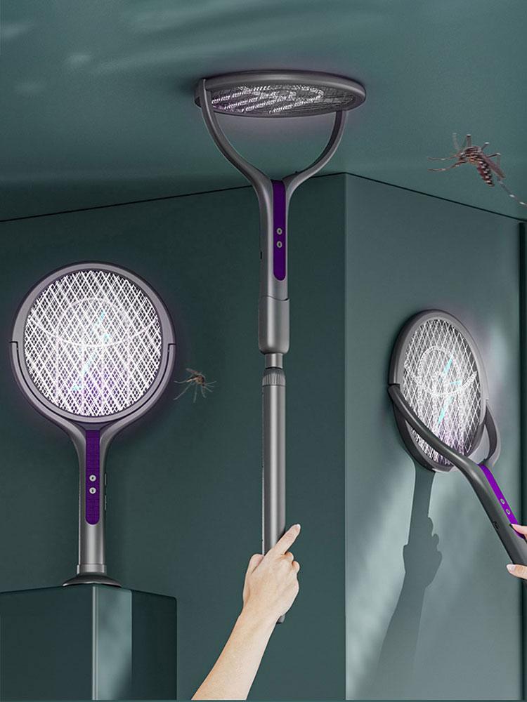 2 In 1 Bug Zapper Racket Rechargeable Electric Fly Swatter Fly Killer and Mosquito Trap Lamp for Home Indoor Outdoor