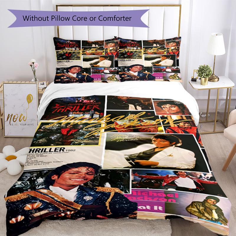 Set Biancheria da Letto Michael Jackson Traspirante Copripiumino con Federe Decorazione per la Casa Regalo di Compleanno