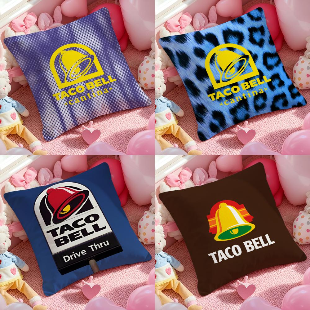 Taco Bell Cushion Cover Anti-dustmite Pillowcase Invisible Zipper Silky Short Plush Sofa Cushion Cover
