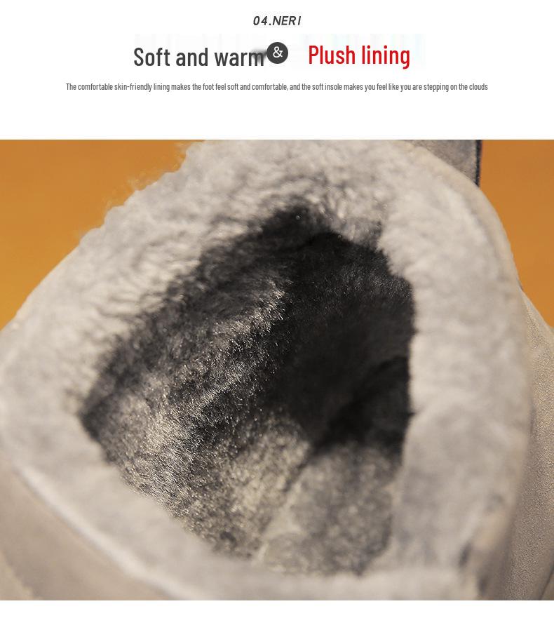 Men's Winter Fleece-Lined Snow Boots - Thick, Warm, Cold-Proof, Non-Slip, One-Step Cotton Shoes