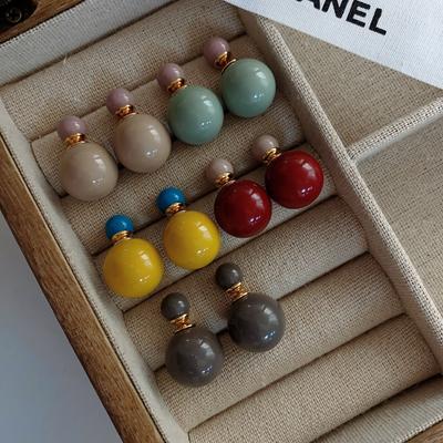 Niche Design Sense Playful Bubble Gum Double-Sided Stud Earrings Earrings One Or Two Wear Contrasting Color Ball Stud Earrings