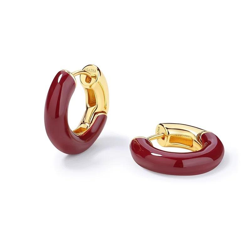 2026 Анкара Красные Серьги-капли с Масляными Подтеками Модные Темперамент Универсальные Ретро Легкая Роскошь