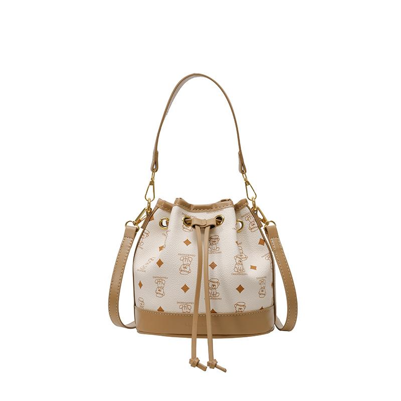 Small bag new fashion drawstring portable bucket bag versatile shoulder messenger women's bag