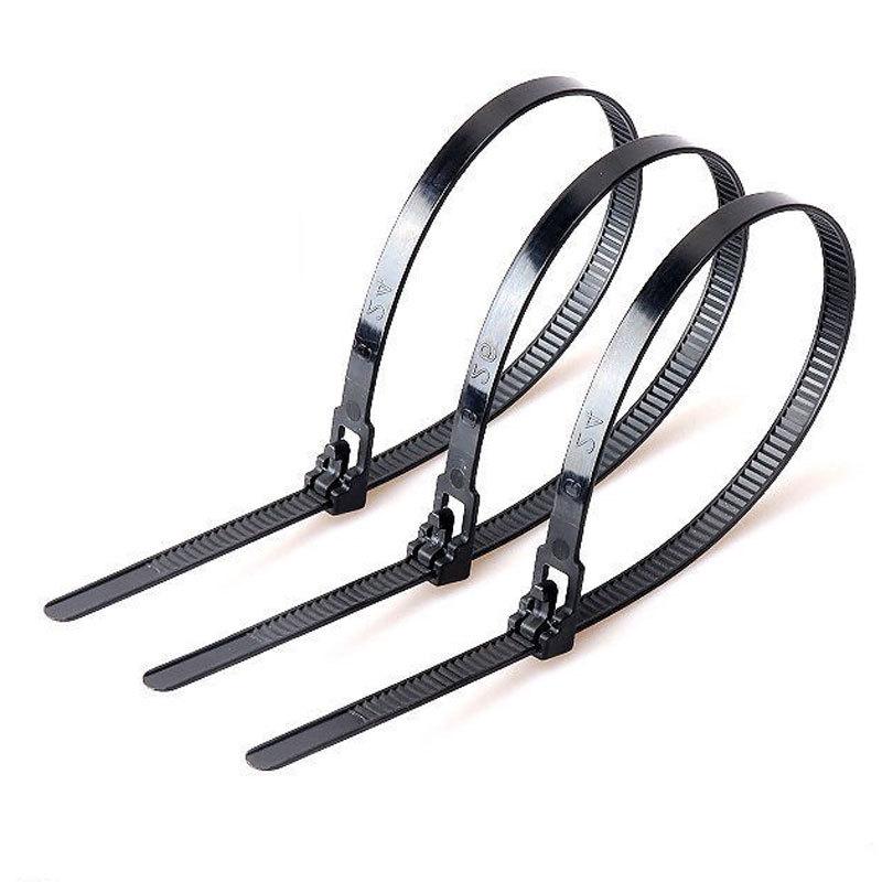 Reusable Nylon Cable Tie with Releasable Buckle - Black & White