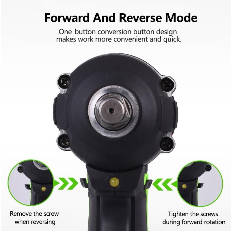 98VF 320 N.m Electric Impact Wrench Drill Green Rechargeable Cordless Impact Wrench Power Tool with Battery