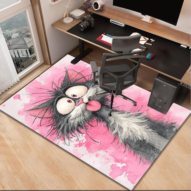 Black Cat In Sunflower Town Office Rug Chair Mat, Game Carpet, Suitable for Front Door, Bedroom, Living Room, Desk, Holiday Gift
