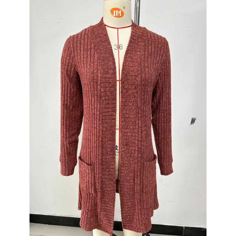 Women's Open Front Long Sleeve Long Knit Cardigan Loose Fit with Side Pockets Casual Fall Outerwear