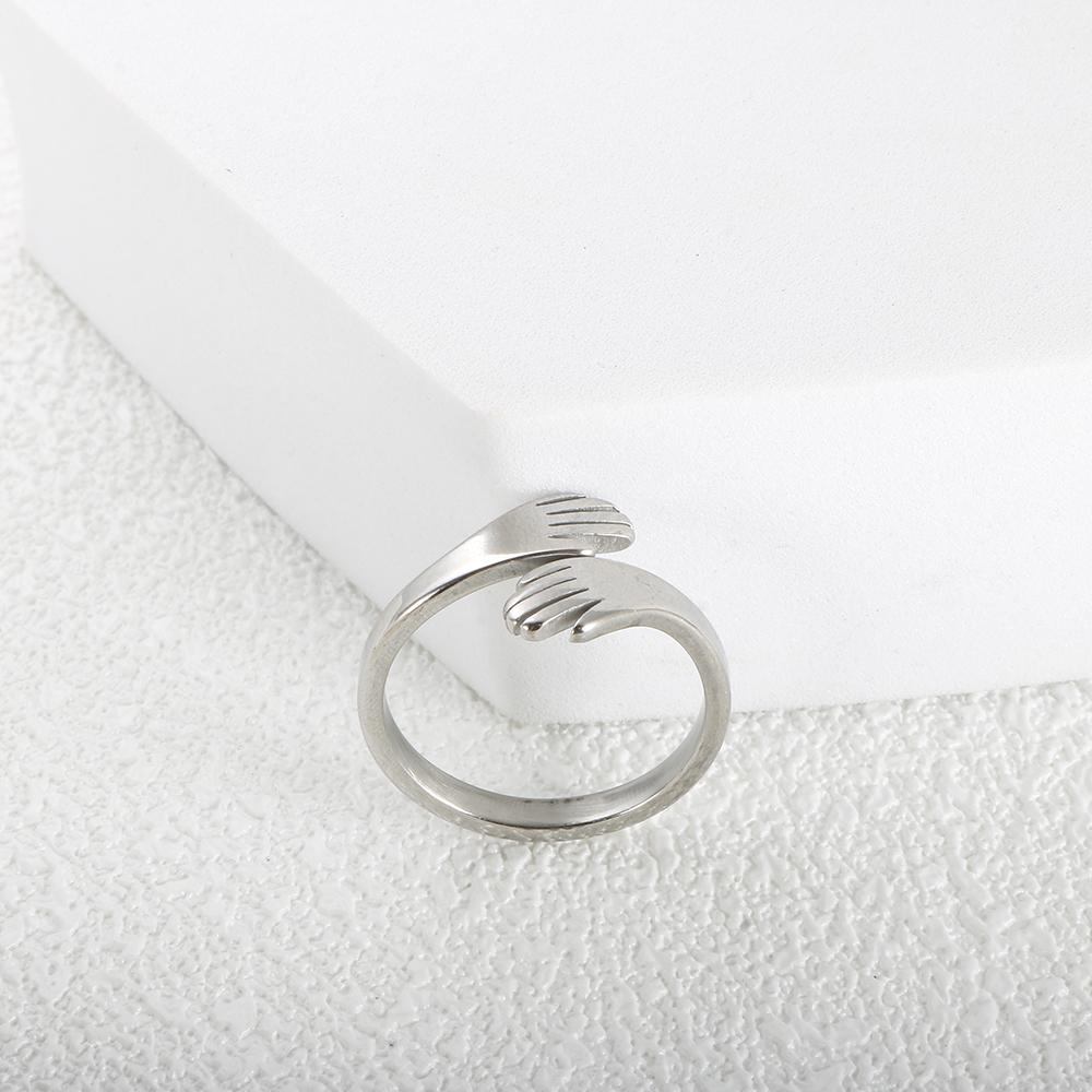 JOVO LOVE Vintage Love Hugging Hands Rings Stainless Steel CopperColor For Women Men Couple Finger Ring Lover Jewelry Gifts New