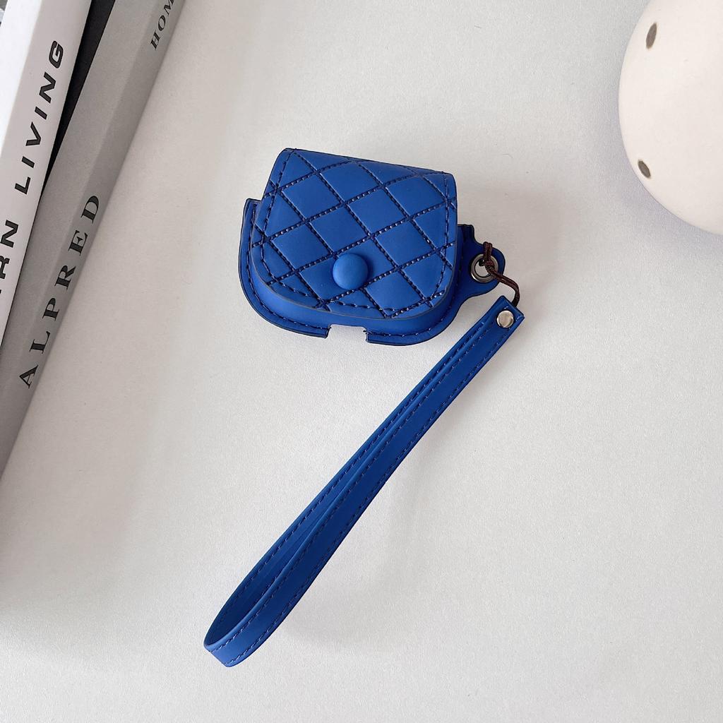 New AirPods Earphone Case Skin-sensitive Leather Apple Bluetooth Machine Anti-drop Earphone Case Hand Rope Embossed Plaid