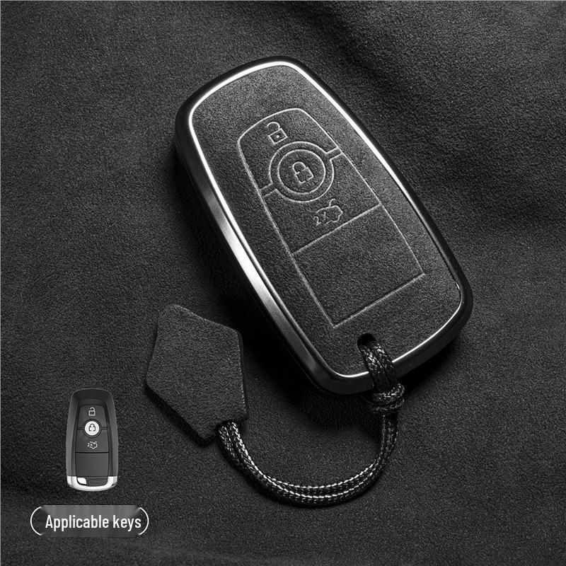Luxury Suede Key Covers for Ford Explorer ST, Escape, Edge, 4WD, Mondeo, and EVOS