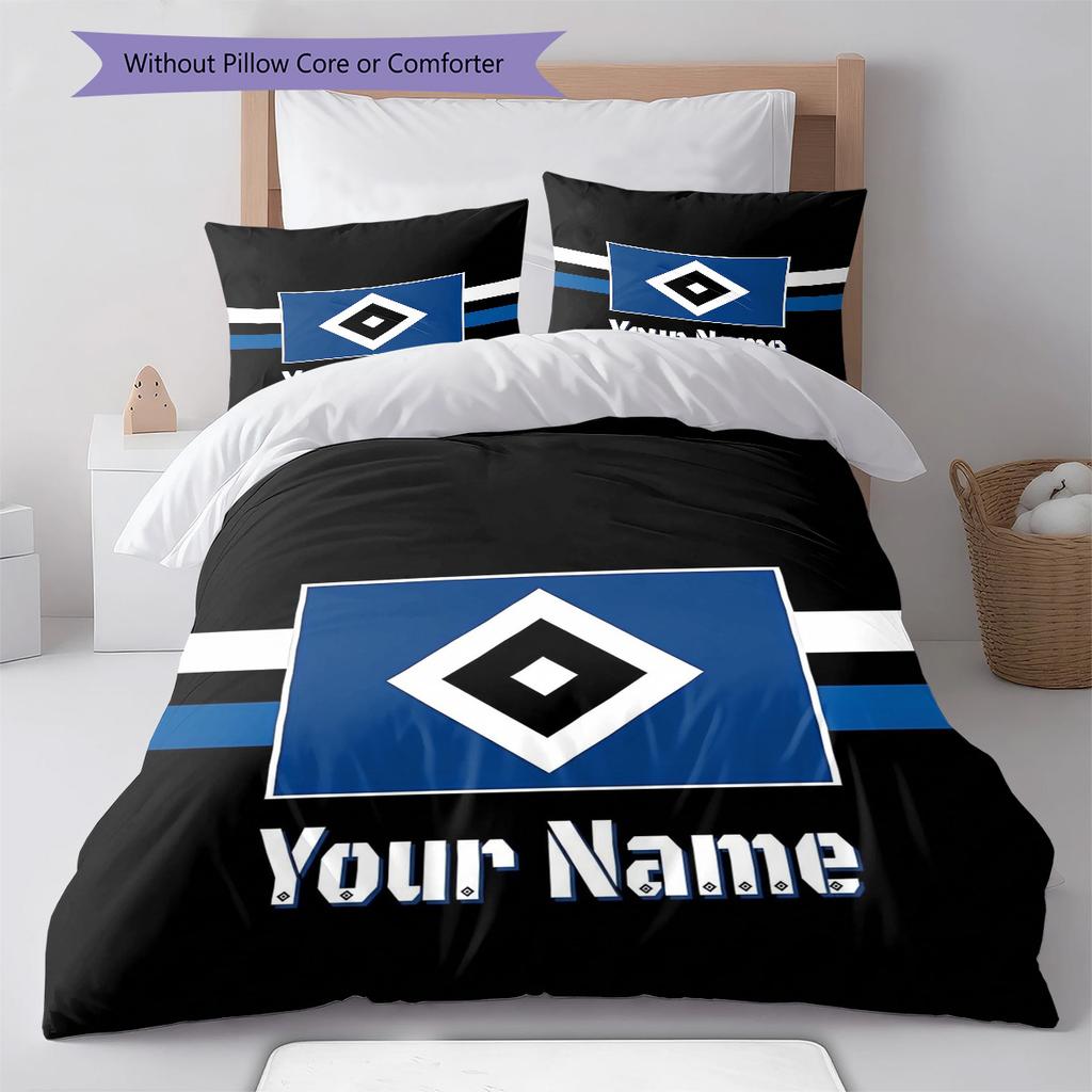 Blue Diamond Emblem Custom Name Pattern Bedding Quilt Set Quilt Cover Pillowcase Home Birthday Gift(1 * Duvet Cover + 2 * Pillowcase, Without Core)