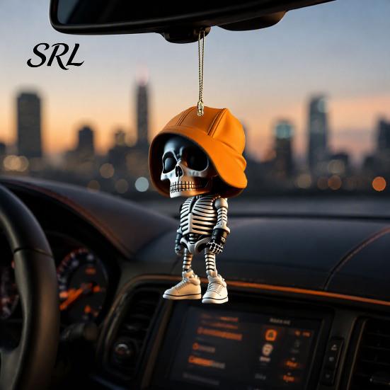 Gothic Style Vehicle Decoration 2Pcs Hoodie Skeleton Ornaments, 2D Flat Acrylic Pendants, Backpack Pendant And Keychain Charm Hanging Ornaments