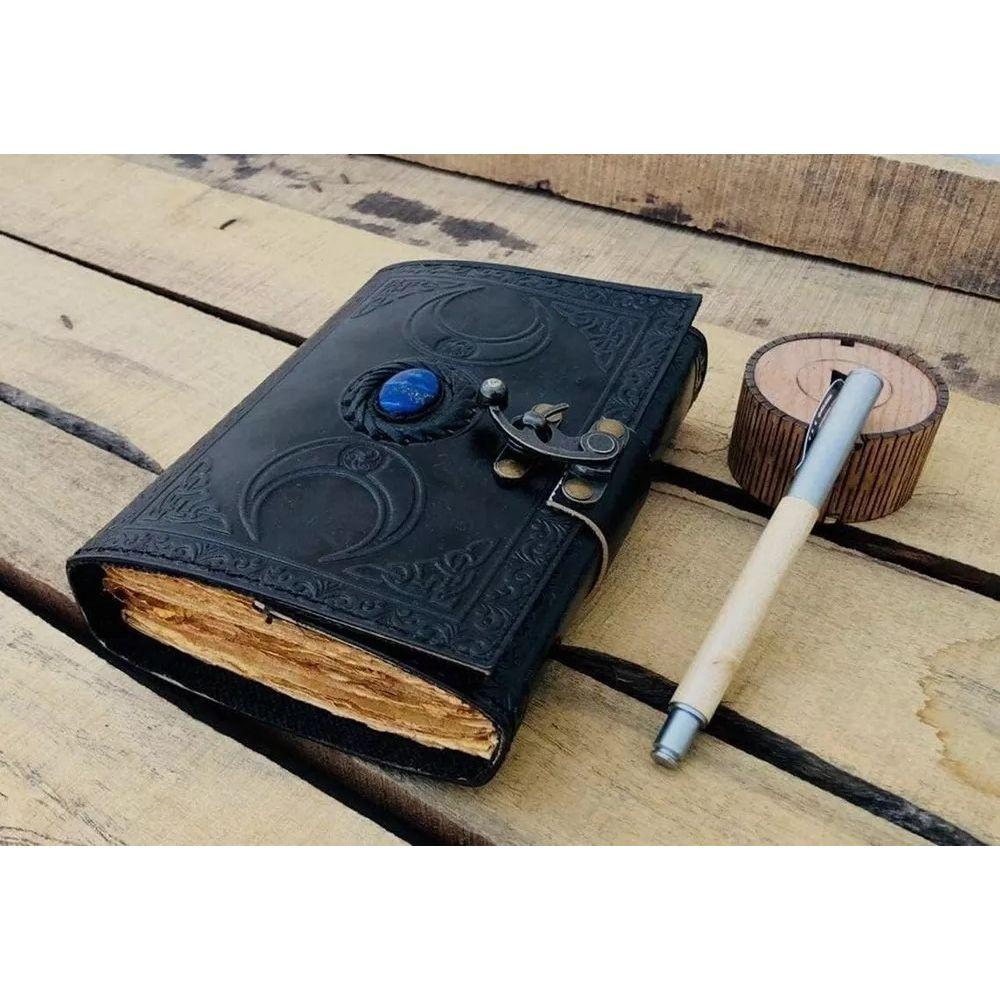 Diarios antiguos Grimorio Piedra de bruja celta Diario de cuero Libro de las sombras