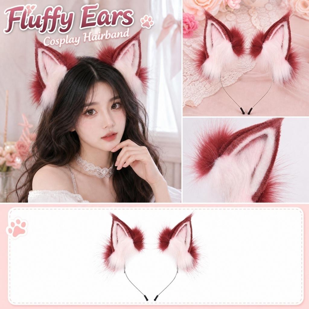 Bandeau Oreilles Réglables - Accessoire de Cheveux Costume Pelucheux pour Fête d'Halloween Jeu de Rôle