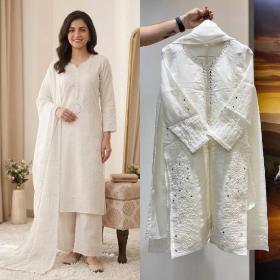 The Gulbahar Chikankari & Mirror-Work Palazzo Set M