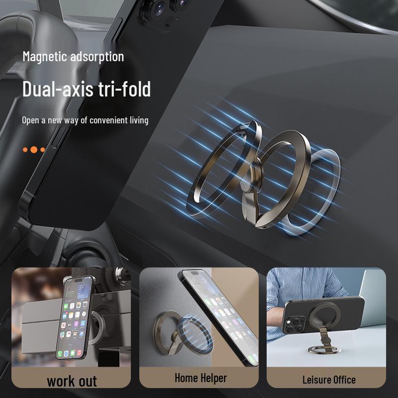 Rotating Magnetic Phone Holder Stand - Double-Sided, Foldable, Desktop Support for Relaxed Use