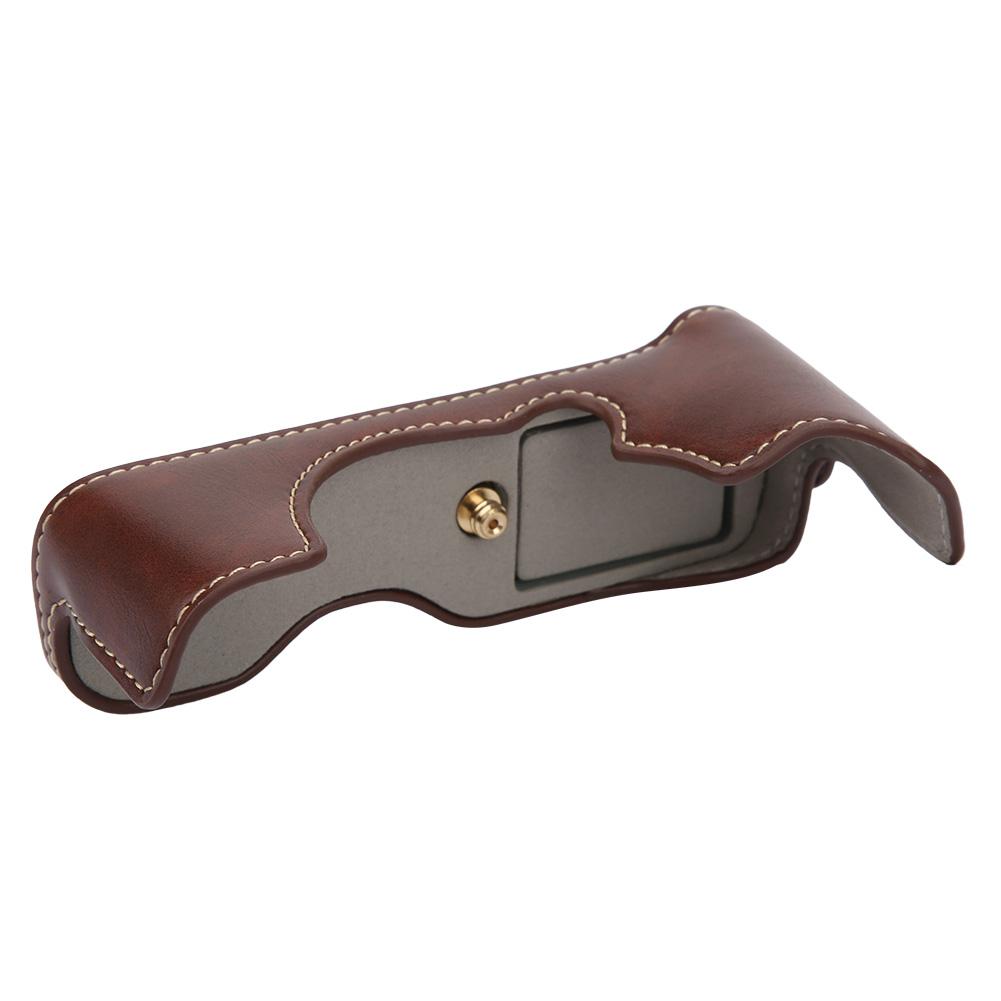 Półpokrowiec na aparat z PU skóry, uchwyt, torba, ochronna dolna pokrywa z otworem na komorę baterii dla