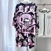black pink all-over print bloody bear short sleeve t-shirt top