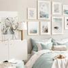 Romantic Blue Beach Posters Coast  Magnolia Flower Print Wall PictureCanvas Painting Nature Theme Blue White Bedroom Decor