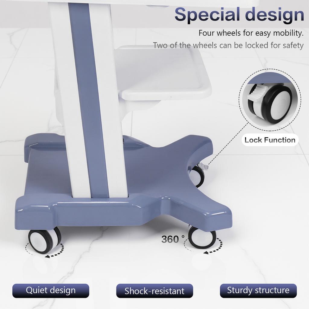 Medical Trolley Cart with Wheels Mobile Ultrasound Cart Beauty Storage Utility Cart for Dental Clinics Hospitals & Beauty Salons