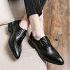 Spring Autumn New Men's Pointed True Leather Shoes Banquet Dress Shoes Lace Up Loafers Men's Business Casual Shoes Free Delivery