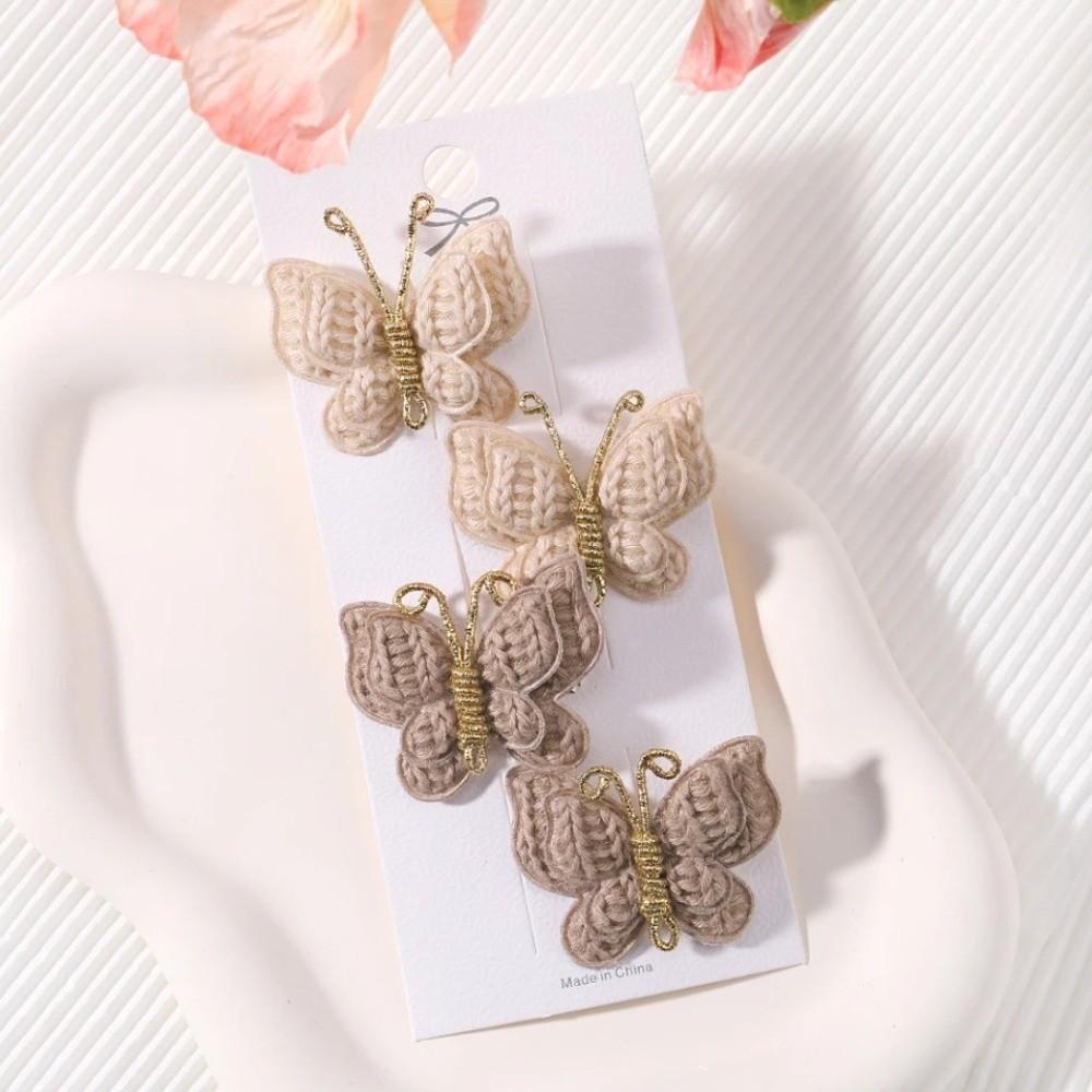 

4pcs Butterfly Children Hair Clip Set Barrette Wool Knitting Butterfly Hair Clips Hair Accessories Handmade Crochet Hairpins