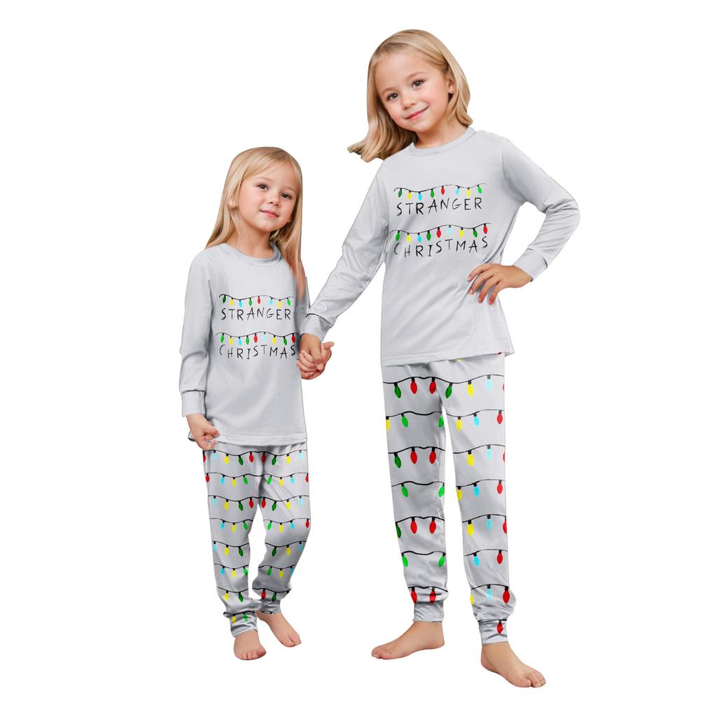 Druk Piżamy Słodki Zestaw Rodzinny, Ubrania Domowe, Zestaw Rodzinny Top z Długim Rękawem Spodnie