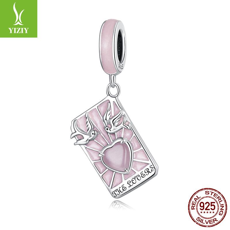 Yin Ziyun Handmade Pink Tarot Lover Pendant with Drip Glue Beads