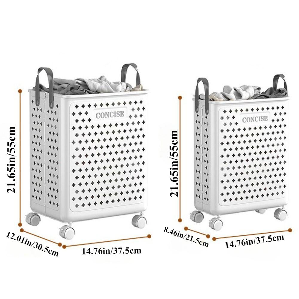 Badezimmer Kleideraufbewahrungskorb mit Rolle Faltbar Atmungsaktiv Platzsparend Großvolumiger Wäschekorb Badezimmerzubehör