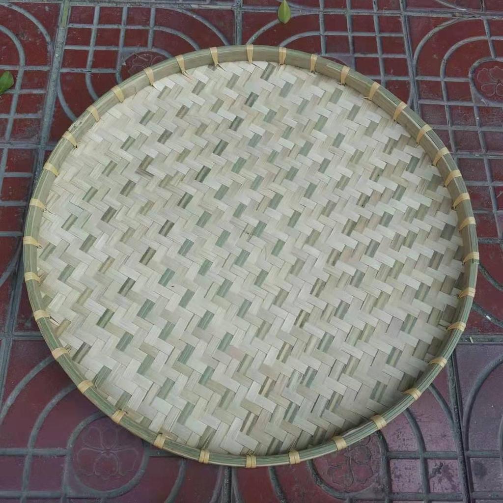 Cesta de Bambú Verde de Primera Capa para Cernir: Redondo, Duradero y Espeso para el Secado de Verduras Doméstico y Comercial.
