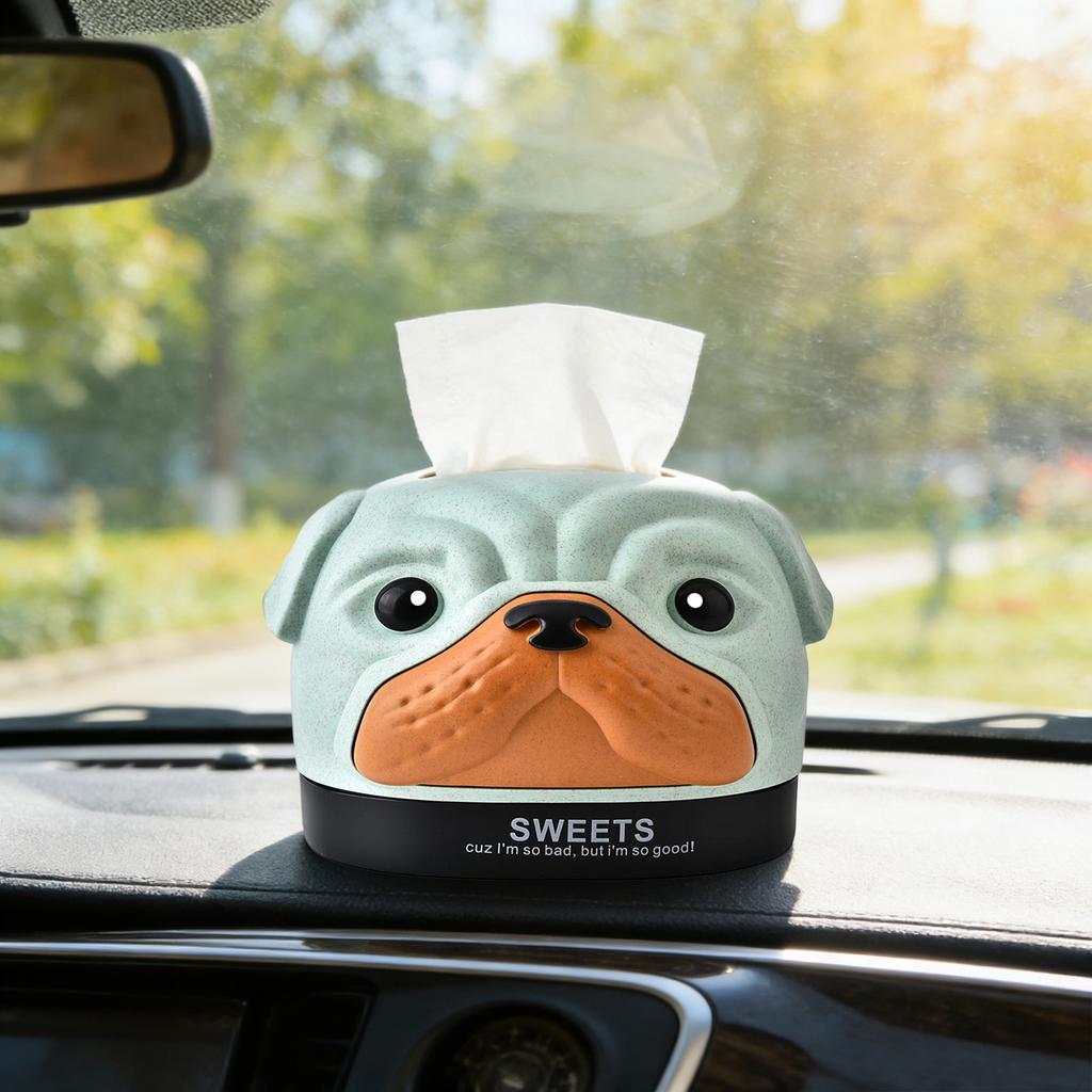 Creative Tissue Box Cover, Exquisite Realistic Cute Dog Appearance Tissue Dispenser Box Holder For Dresser Bathroom, Home