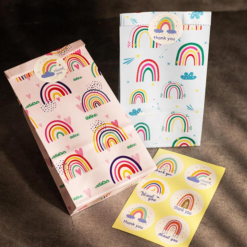 10 Stück Faltbare und sichere Süßigkeitstüten Papier Geschenktüten Bunte Regenbogen-Designs Stehende Gastgeschenktüten Hochzeitsfeier Zubehör