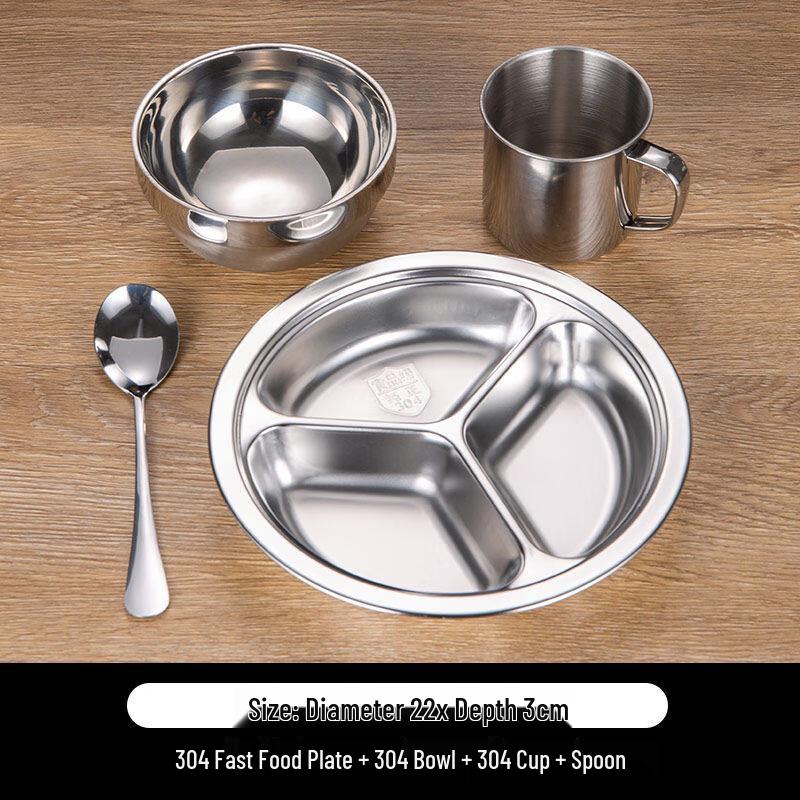 304 Stainless Steel Divided Dining Plate Set