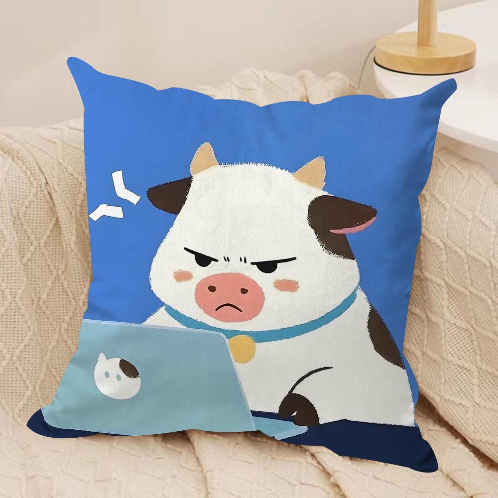 Hard Work Animal Cute Cushion Cover Silky Short Plush Invisible Zipper Dustproof Sofa Pillow Case For Home Decor