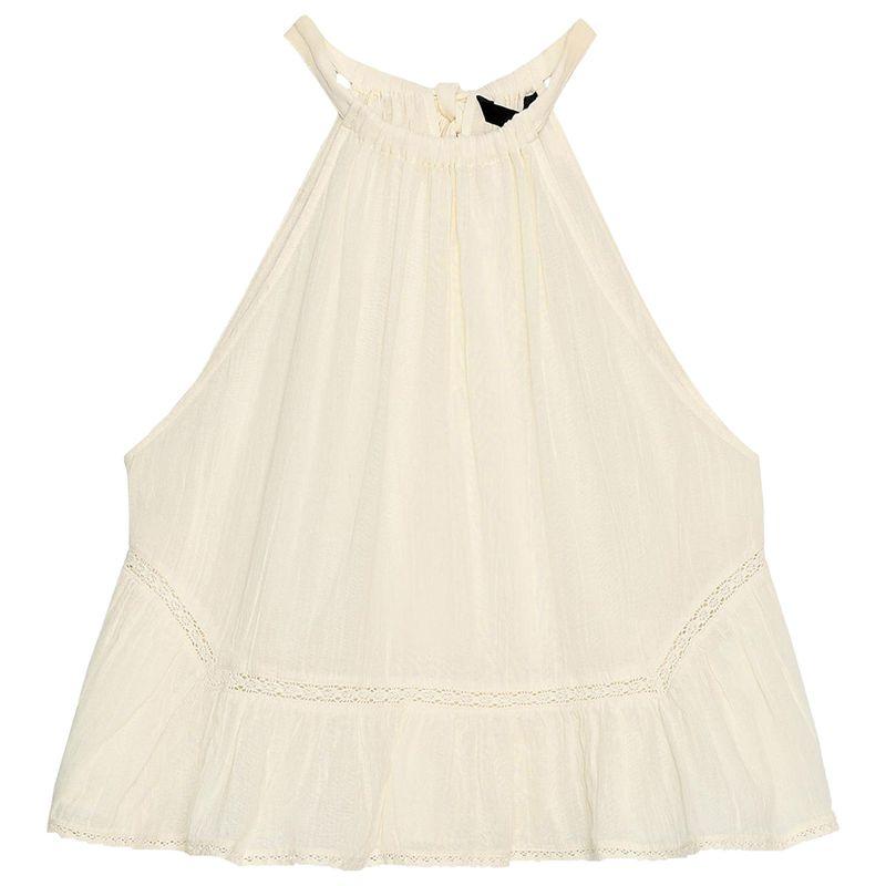 Zaprha 2025 New Arrival Pure Desire Beautiful off-the-Shoulder Embroider Tulle Girly Style Halter Top Female 0881005