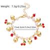 Hypoallergenic Stainless Steel Women's Bracelet with Cherry Strawberry Heart Pearl Chain - Gift Party Bangle Accessory for Girls