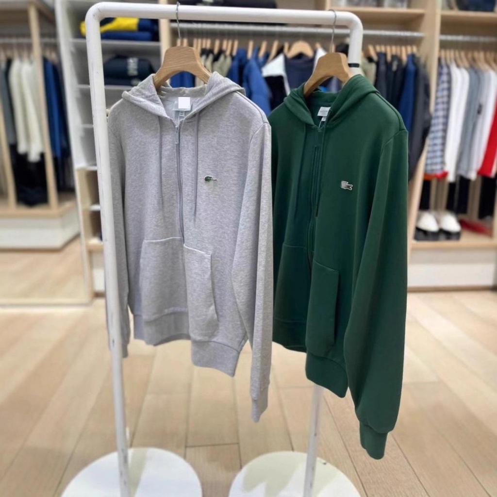 Unisex Hoodie met Visborduurwerk en Rits - Effen Kleur, Met Zakken, Losse Pasvorm Bovenkleding voor Lente, Herfst, Winter