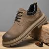 Men's Retro Pigskin Large Size Low-Top Martin Boots - Korean Style Casual Thick Sole Outdoor Workwear Shoes