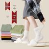 Women's Mid-Calf Socks: Autumn/Winter Maternity Loose-Fit, Solid Color, Trendy Spring Pile Socks in Black or White