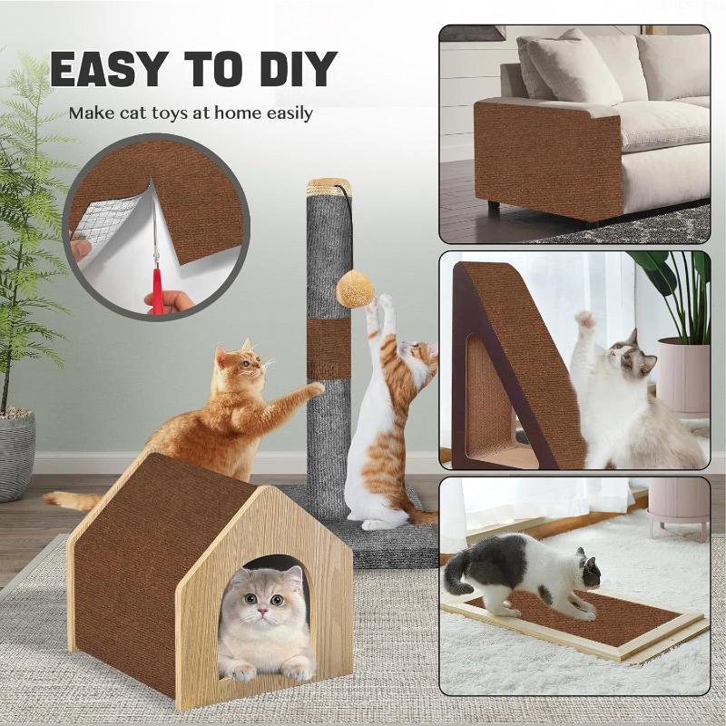 Light Grey Cat Scratch Mat Self Adhesive Carpet Roll Wear Resistant Cat Scratcher Pad For Sofa Furniture Wall Protection