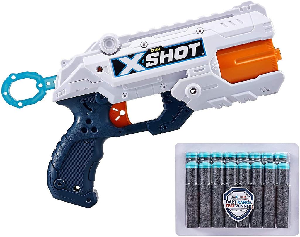 ZURU XSHOT Excel Reflex Blaster Toy with Sponge Authentic 6, 12-dart Darts, 36433, Product.