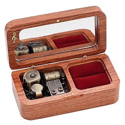 Sinzyo Cylindre Musical avec Musique de Bague Boîte à Musique pour Journée du Respect des Personnes Âgées Boîte Cadeau, Bois, Support, Jour, Souvenir, Anniversaire, Mère (Palissandre, Chant