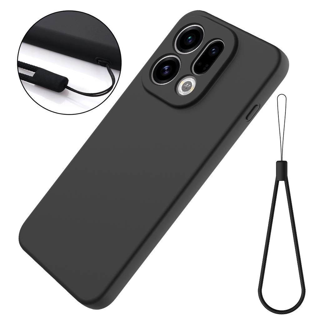 For Oppo Find X9 5G Liquid Silicone Case Phone Back Cover with Hand Strap