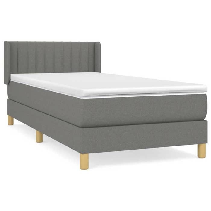 3130394 vidaXL Divan Bed and Mattress Dark Grey 90x190 Cm Fabric